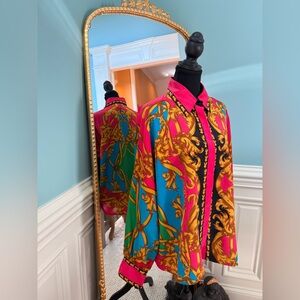 Vintage Voir Collection Versace style baroque brightly colored top